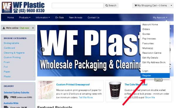Log in to the WF Plastic Website